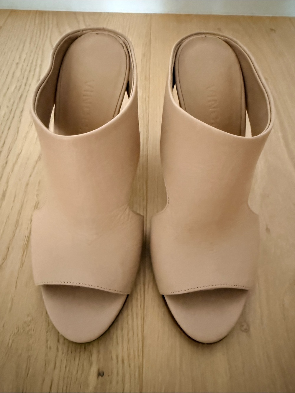 Vince Kaya Nude Leather Wedge Sandals – Size 7.5